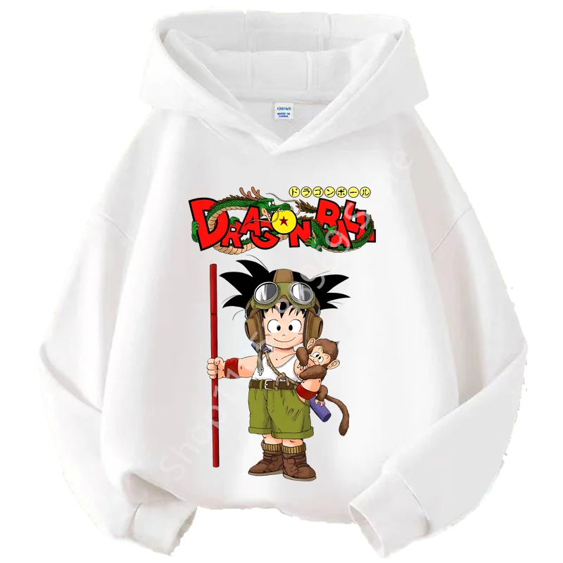 Sweat à Capuche Enfant Dragon Ball - Goku Enfant Aviateur - Blanc