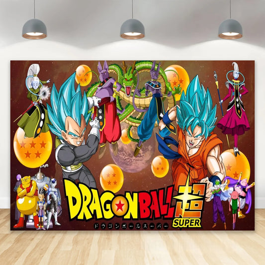Toile de Fond Dragon Ball - Goku et Vegeta Super Saiyan Blue, Whis et Champa
