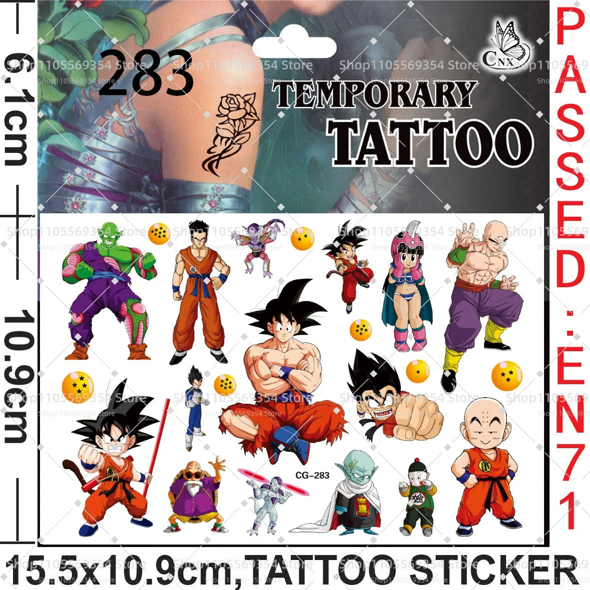Lot de 4 Planches de Tatouages Temporaires Dragon Ball