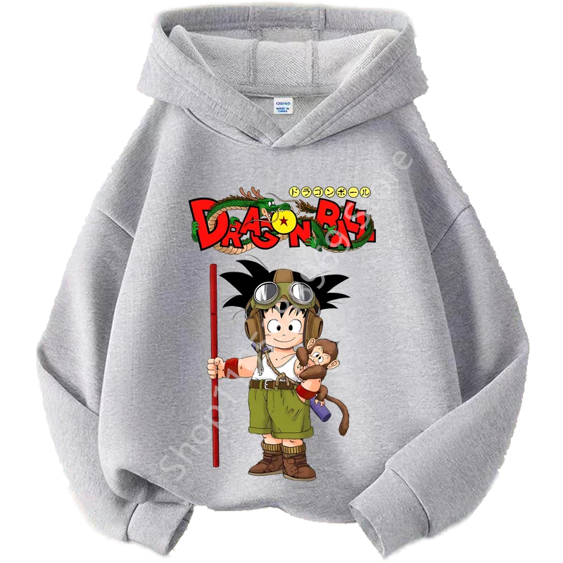 Sweat à Capuche Enfant Dragon Ball - Goku Enfant Aviateur - Gris